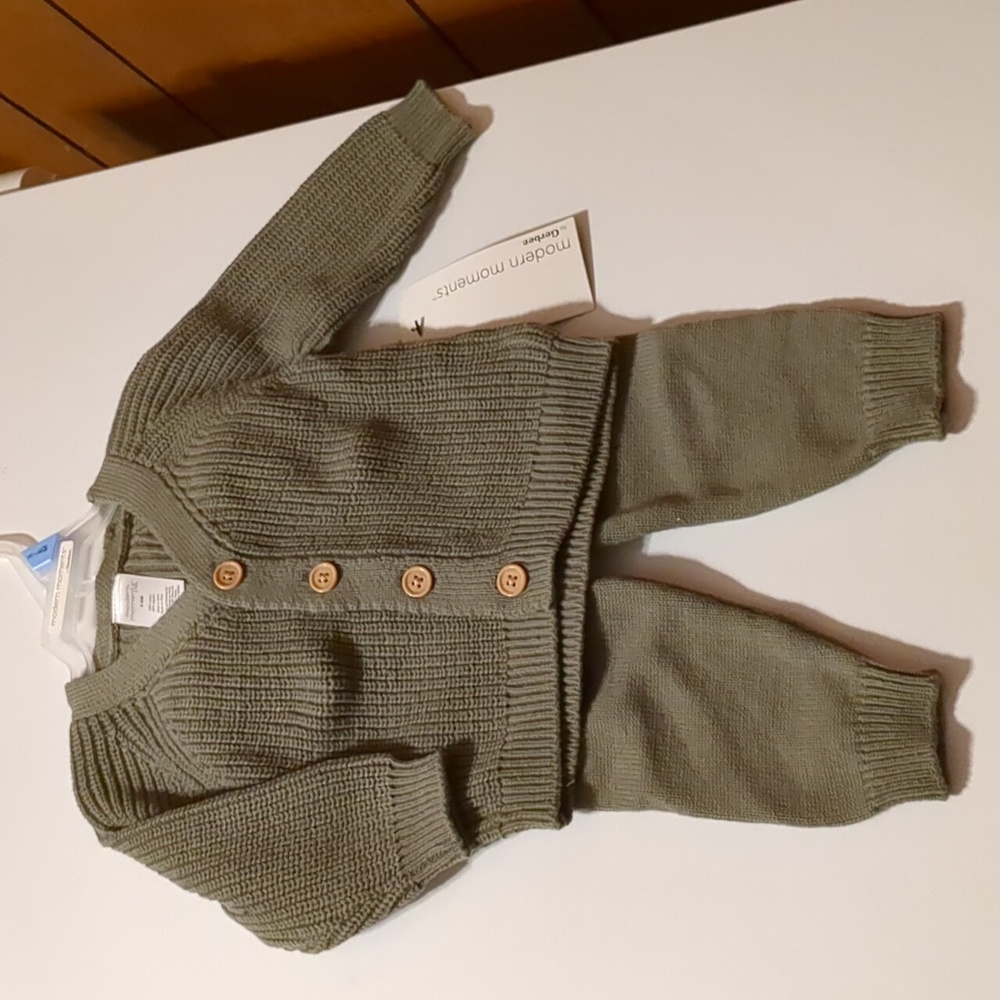 Modern Moments by Gerber Baby Unisex Knit Cardigan & Jogger 2 piece Set, Sz 3-6M